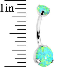 将图片加载到图库查看器,Double Green Synthetic Opal Internally Threaded Belly Ring 7/16