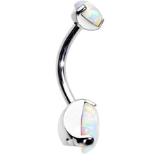 Load image into Gallery viewer, Double White Synthetic Opal Internally Threaded Belly Ring 7/16