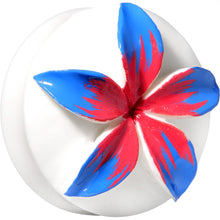 Load image into Gallery viewer, 47mm Organic Buffalo Bone Blue Pink Tropical Flower Saddle Plug