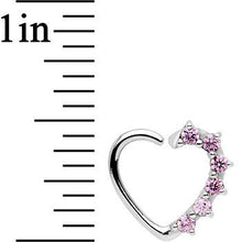 Load image into Gallery viewer, 16G Pink CZ Heart Left Closure Daith Cartilage Tragus Earring