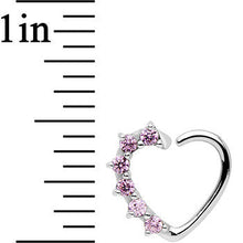Load image into Gallery viewer, 16G Pink CZ Heart Right Closure Daith Cartilage Tragus Earring