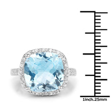 Load image into Gallery viewer, 7.18 Carat Genuine Blue Topaz and White Topaz .925 Sterling Silver Ring