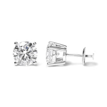 Load image into Gallery viewer, IGI Certified 14K White Gold 5.00 Cttw Round Brilliant-Cut Lab Grown Diamond Classic 4-Prong Stud Earrings with Screw Backs (F-G Color, SI1 Clarity)