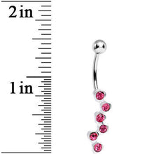 Load image into Gallery viewer, Pink Gem Shower of Hearts Belly Ring