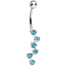 Load image into Gallery viewer, Aqua Gem Shower of Hearts Belly Ring