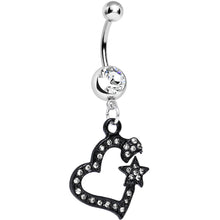 将图片加载到图库查看器,Clear Gem Celestial Bodies Dark Heart Dangle Belly Ring