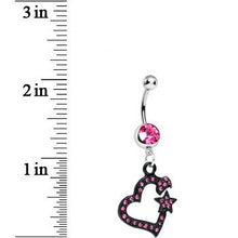 将图片加载到图库查看器,Pink Gem Celestial Bodies Dark Heart Dangle Belly Ring