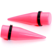 Load image into Gallery viewer, 00G to 1 inch 18 Piece Bright Pink Acrylic Ear Stretching Taper Kit Set
