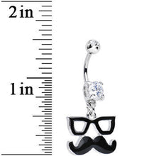 将图片加载到图库查看器,Clear Gem Hipster Glasses and Mustache Dangle Belly Ring