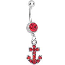 将图片加载到图库查看器,Red Gem Sparkle Anchor Dangle Belly Ring