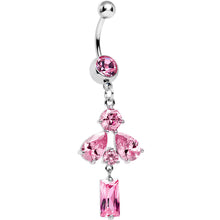 Load image into Gallery viewer, Pink Cubic Zirconia Dazzling Drops of Rain Dangle Belly Ring