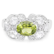 Load image into Gallery viewer, 2.70 Carat Genuine Peridot and White Zircon .925 Sterling Silver Ring