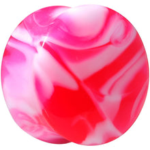 Load image into Gallery viewer, Acrylic Pink and White Marbled Saddle Plug 6G to 1 Inch