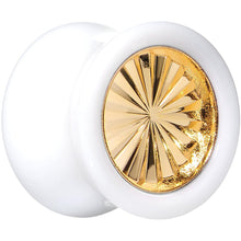 Load image into Gallery viewer, White Acrylic Gold Flashy Tire Rim Saddle Plug 2G to 20mm