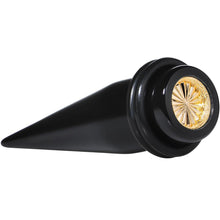 Load image into Gallery viewer, Black Acrylic Gold Flashy Tire Rim Taper 2G to 20mm