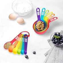 Load image into Gallery viewer, 12 Piece Measuring Cups and Spoons Set, Colored Kitchen Measure Tools, Durable Nesting Cups and Spoons for Dry and Liquid, Dishwasher Safe