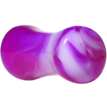 Load image into Gallery viewer, Acrylic Purple and White Marbled Saddle Plug 6G to 1 Inch