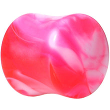 Load image into Gallery viewer, Acrylic Pink and White Marbled Saddle Plug 6G to 1 Inch