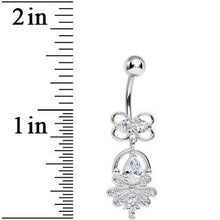 Load image into Gallery viewer, Clear Cubic Zirconia Royal Aura Dangle Belly Ring