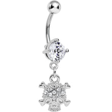 将图片加载到图库查看器,Clear Gem Crystal Pirate Skull and Crossbones Dangle Belly Ring
