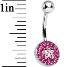 将图片加载到图库查看器,Pink Gem Medallion with Clear Gem Star Core Belly Ring