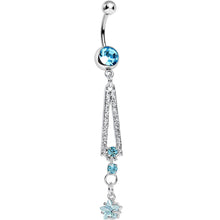 将图片加载到图库查看器,Aqua Gem Cosmopolitan Art Deco Triangle Dangle Belly Ring