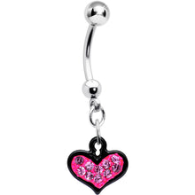 Load image into Gallery viewer, Pink Gem Black Framed Keyhole Heart Dangle Belly Ring