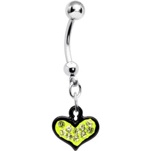 Load image into Gallery viewer, Yellow Gem Black Framed Keyhole Heart Dangle Belly Ring