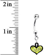 Load image into Gallery viewer, Yellow Gem Black Framed Keyhole Heart Dangle Belly Ring