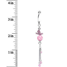 Load image into Gallery viewer, Pink Gem Flying Dove of Life and Stars Dangle Belly Ring