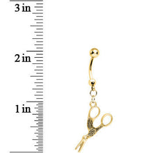 将图片加载到图库查看器,Gold Plated Optical Illusion Scissor Dangle Belly Ring
