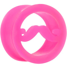 Load image into Gallery viewer, 20mm Pink Silicone Dapper Mustache Tunnel Plug
