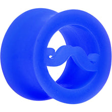 Load image into Gallery viewer, 9/16 Blue Silicone Dapper Mustache Tunnel Plug