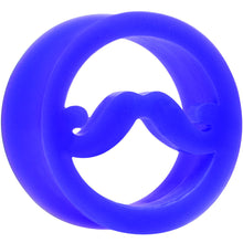 将图片加载到图库查看器,7/8 Blue Silicone Dapper Mustache Tunnel Plug