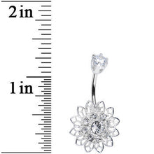 将图片加载到图库查看器,925 Sterling Silver Clear CZ Anahata Chakra Flower Belly Ring