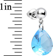 将图片加载到图库查看器,Aqua Cubic Zirconia Warm Springtime Raindrop Dangle Post Earrings