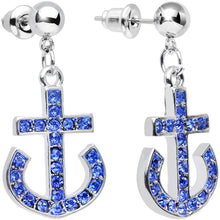 将图片加载到图库查看器,Blue Gem Bright Boat Brake Anchor Dangle Post Earrings