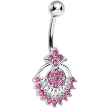 Load image into Gallery viewer, Pink Crystal Sparkling Victoriana Opera Fan Belly Ring