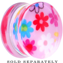 Load image into Gallery viewer, 20mm Acrylic Pink Multicolored Flower Power Saddle Plug