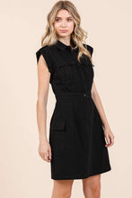 Load image into Gallery viewer, Cargo Pocket Half Button Mini Dress For Women – Casual Mini Dress, Buttoned Dress, Pocketed Dress, Versatile Dress, Trendy Mini Dress