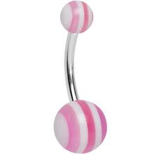 Load image into Gallery viewer, Acrylic Full of Sweetness Pink Striped Belly Ring