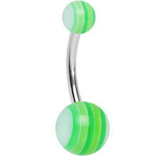 Load image into Gallery viewer, Acrylic Girly Green Eco Friendly Striped Belly Ring