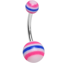 将图片加载到图库查看器,Acrylic Balanced Brightness Pink and Blue Striped Belly Ring