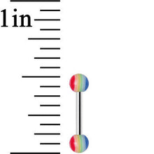 Load image into Gallery viewer, 18G Acrylic Full of Pride Rainbow Straight Barbell Eyebrow Ring