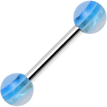 Load image into Gallery viewer, 18G Acrylic Frosty Blue Stripe Straight Barbell Eyebrow Ring
