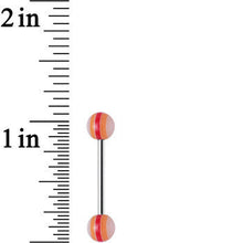 Load image into Gallery viewer, 14G Acrylic Sunny Tones Striped Straight Barbell Tongue Ring