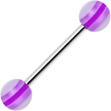 Load image into Gallery viewer, 14G Acrylic Hot Pink Romance Stripe Straight Barbell Tongue Ring