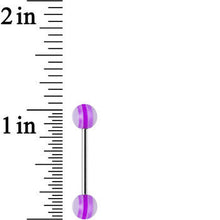 Load image into Gallery viewer, 14G Acrylic Hot Pink Romance Stripe Straight Barbell Tongue Ring