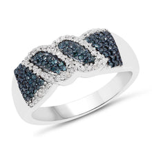 Load image into Gallery viewer, 0.67 Carat Genuine Blue Diamond and White Diamond .925 Sterling Silver Ring