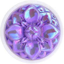 Load image into Gallery viewer, White Acrylic Pretty Purple Pearlescent Flower Saddle Plug Available in Sizes 0G to 25mm
